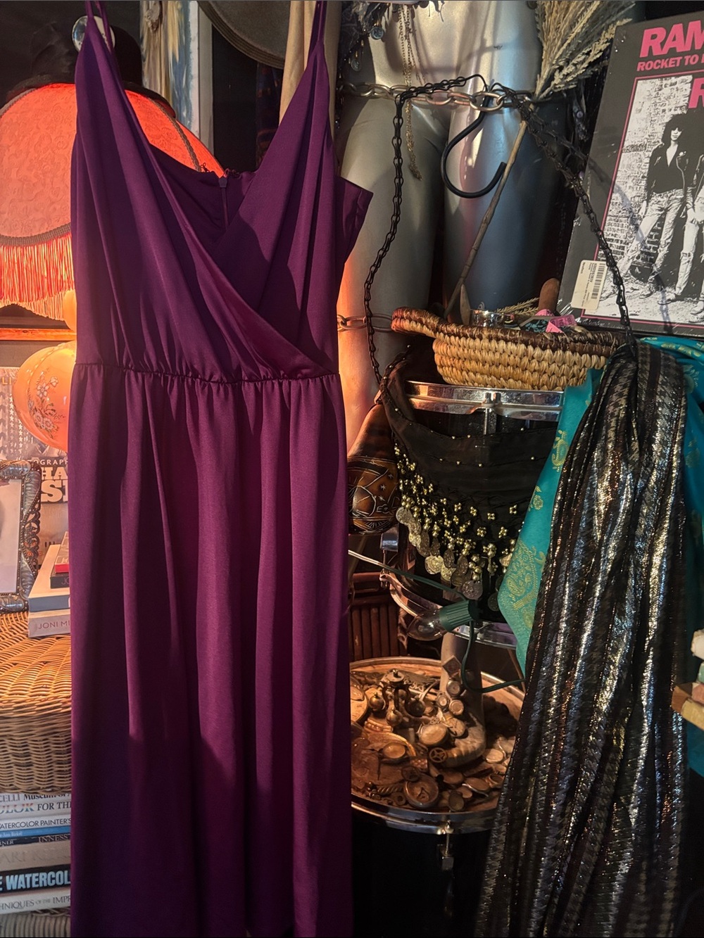 H and M Purple V-Neck Sleeveless Dress